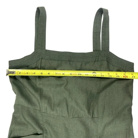 Nicole Miller Sleeveless Utility Wide Leg Linen Jumpsuit Women 2 Green Oversized - Picture 8 of 14